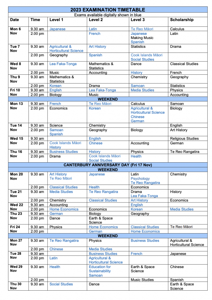 NCEA Exams Collingwood Area School